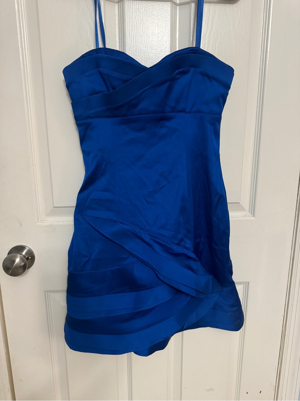 BCBGMaxAzria Royal Blue Strapless Satin Cocktail Dress